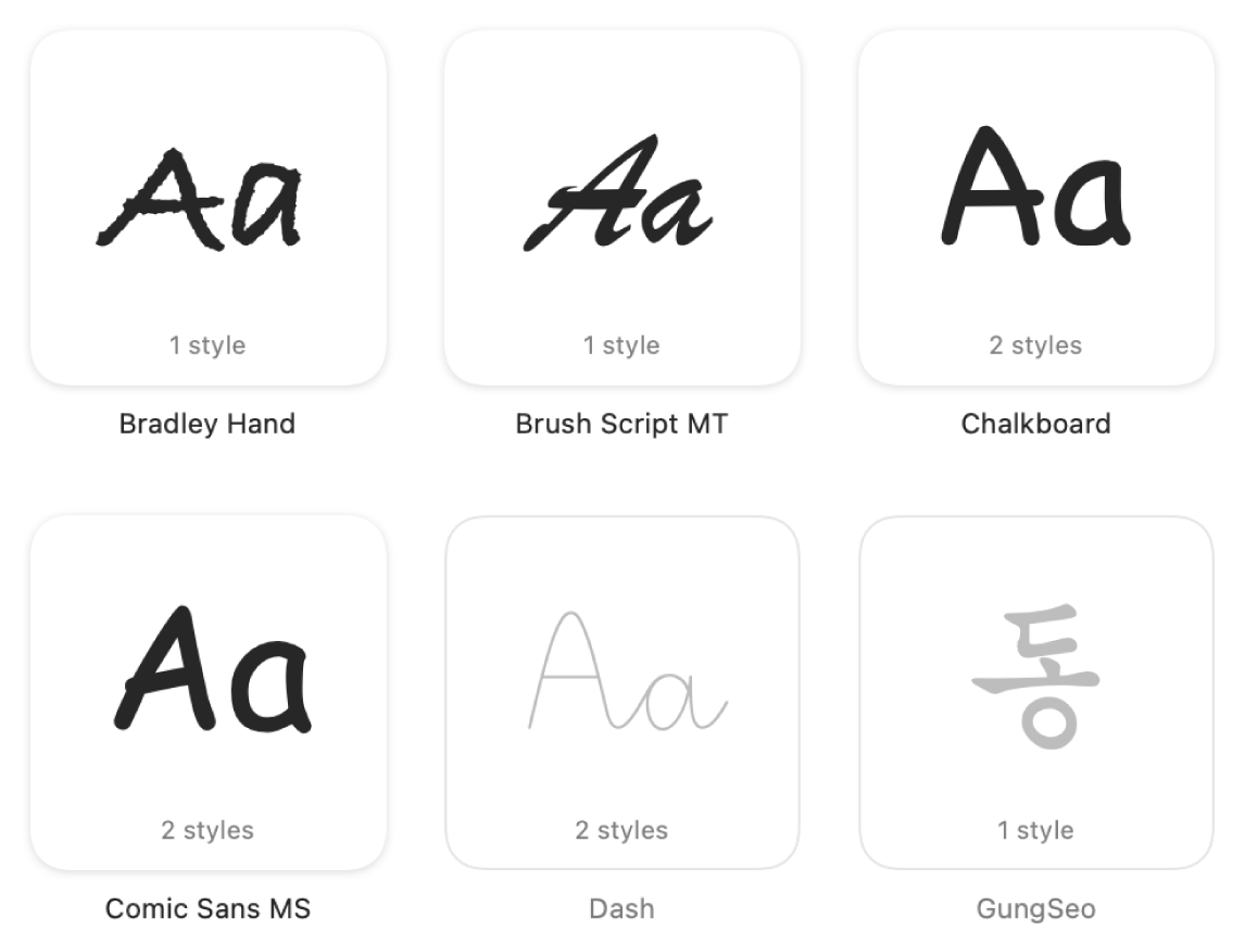 The Font Book window showing a user-installed font.