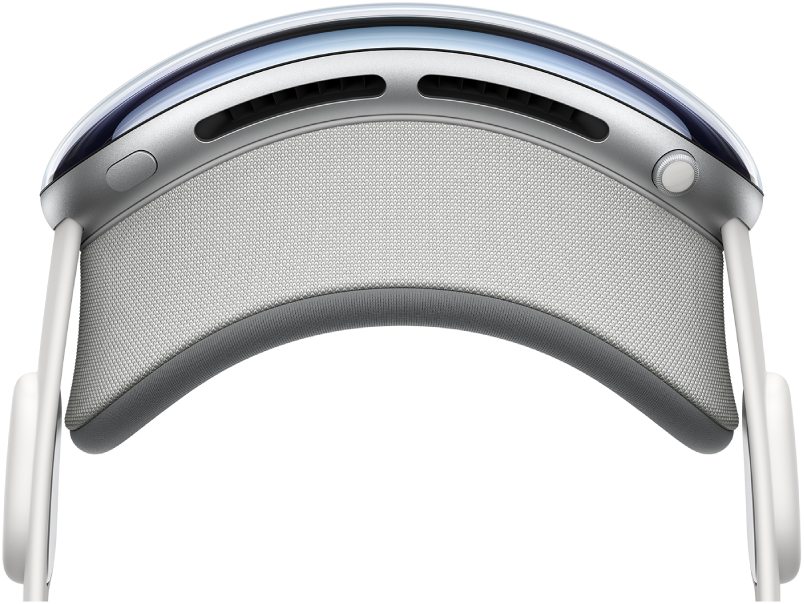 Apple Vision Pro مع حاجب الضوء متصل بالإطار.
