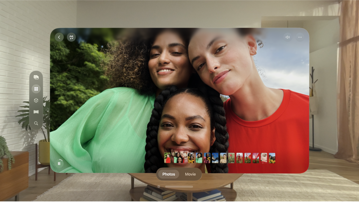 The Photos app on Apple Vision Pro, showing a memory that’s ready to play.