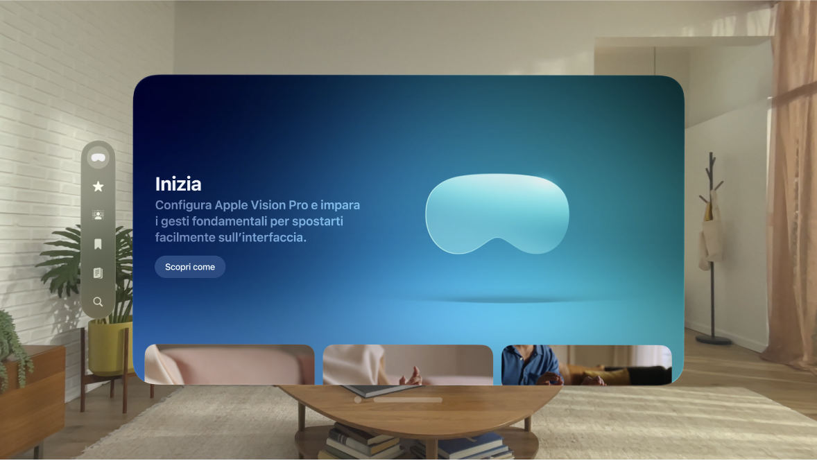 L’app Suggerimenti che mostra la raccolta “Primi passi” con tre suggerimenti visibili nella parte inferiore della finestra.