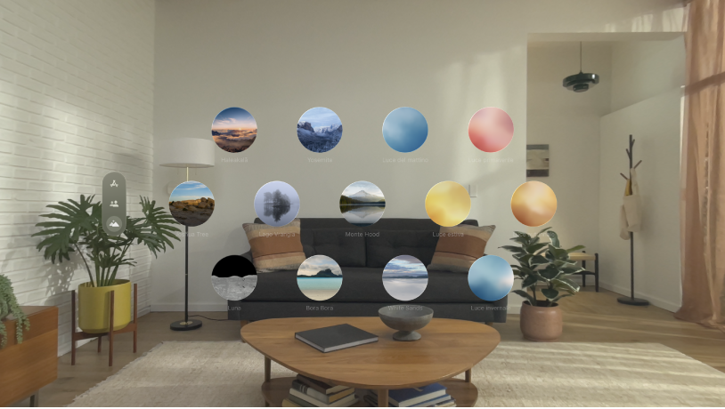 Vista Ambienti che mostra un elenco di ambienti tra cui scegliere.