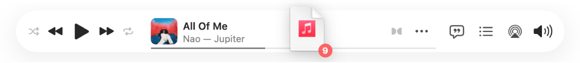 An album being dragged to the bottom of the Music window.