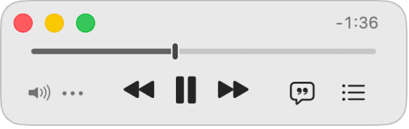 The smaller Music MiniPlayer, showing only the controls (and not the album artwork).