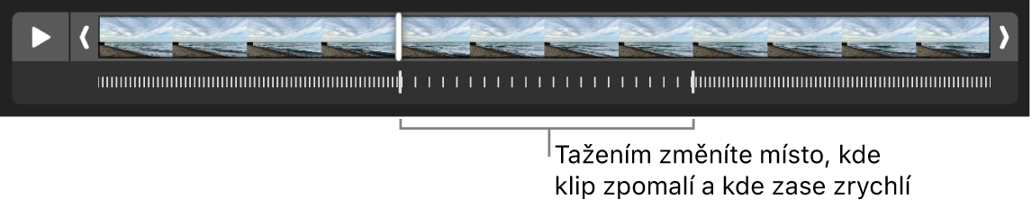 Zpomalené video s úchyty, jejichž přetažením můžete určit, kde se přehrávání zpomalí a kde znovu zrychlí