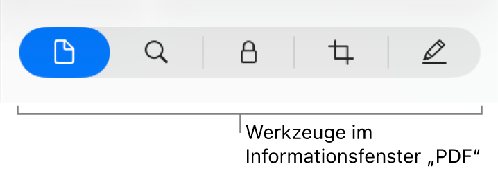Werkzeuge im Informationsfenster „PDF“.