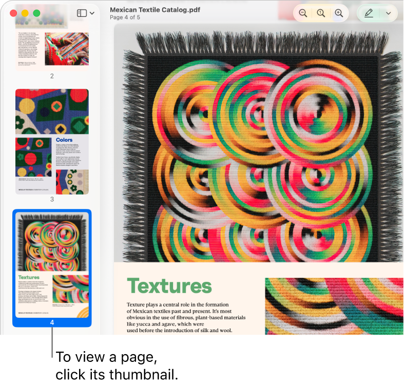 A PDF with thumbnails displayed in the sidebar.