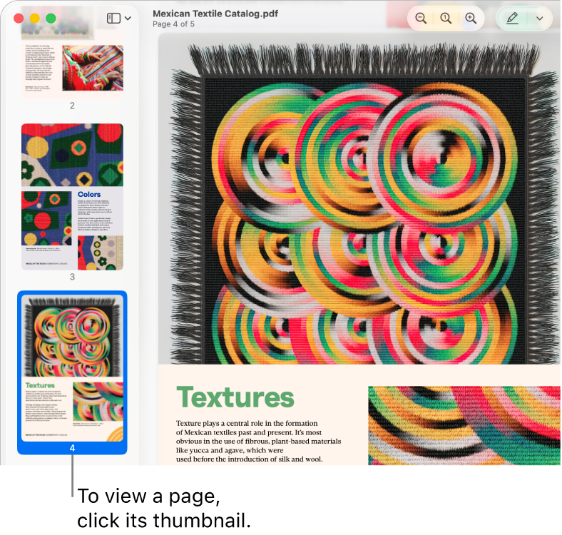 A PDF with thumbnails displayed in the sidebar.