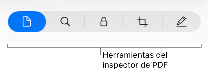 Las herramientas del inspector de PDF.