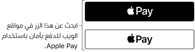 الزر الذي يظهر على مواقع الويب التي تقبل Apple Pay للمشتريات.