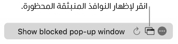 حقل البحث الذكي مع زر لإظهار النوافذ المنبثقة المحظورة.