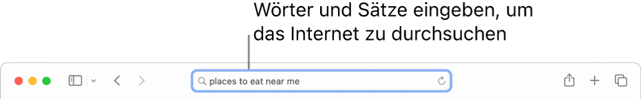 Das intelligente Suchfeld befindet sich in der Mitte der Safari-Symbolleiste.