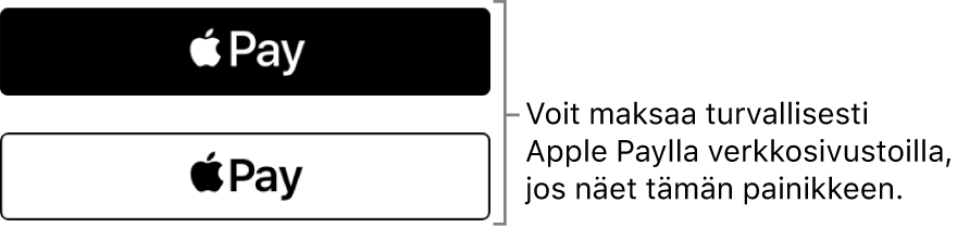 Painike, joka näkyy Apple Pay ‑maksuja hyväksyvillä verkkosivustoilla.