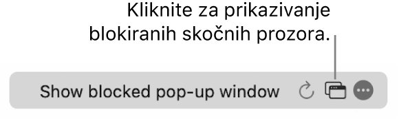 Pametno polje za pretraživanje s tipkom za prikazivanje blokiranih skočnih prozora.