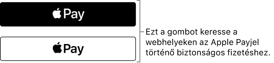 Az Apple Payt fizetéskor elfogadó webhelyeken megjelenő gomb.