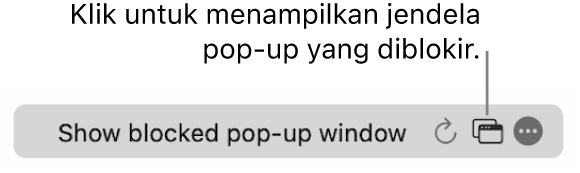 Bidang Pencarian Cerdas dengan tombol untuk menampilkan jendela pop-up yang diblokir.