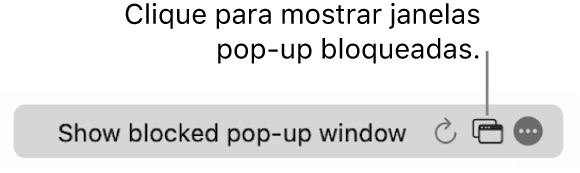 O campo de pesquisa inteligente com um botão para mostrar as janelas pop‑up bloqueadas.