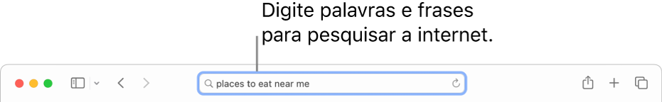 O campo de pesquisa inteligente do Safari, onde pode introduzir palavras e frases para pesquisar na internet.