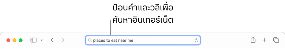 ช่องค้นหาอัจฉริยะอยู่ตรงกลางของแถบเครื่องมือ Safari