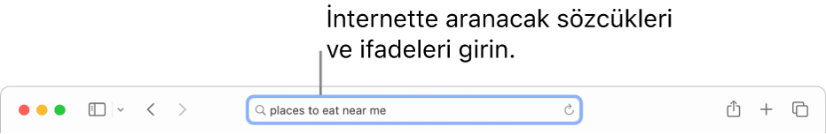 İnternette aramak istediğiniz sözcükleri ve ifadeleri girebileceğiniz Safari akıllı arama alanı.