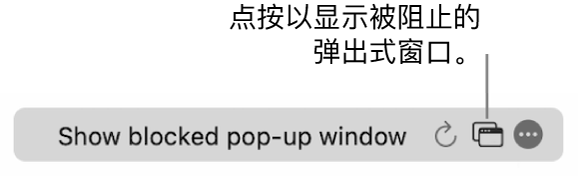 智能搜索栏包含显示被阻止的弹出式窗口的按钮。