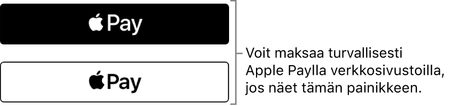 Painike, joka näkyy Apple Pay ‑maksuja hyväksyvillä verkkosivustoilla.