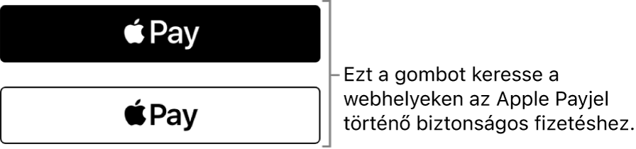 Az Apple Payt fizetéskor elfogadó webhelyeken megjelenő gomb.