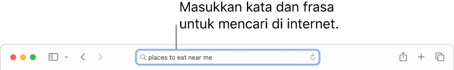 Bidang Pencarian Cerdas Safari, tempat Anda dapat memasukkan kata dan frasa untuk mencari di internet.