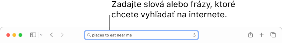 Pole dynamického vyhľadávania v Safari, do ktorého môžete zadať slová a frázy, ktoré chcete vyhľadávať na internete.