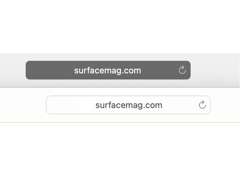Det smarta sökfältet för ett privat surfningsfönster och för ett vanligt fönster.