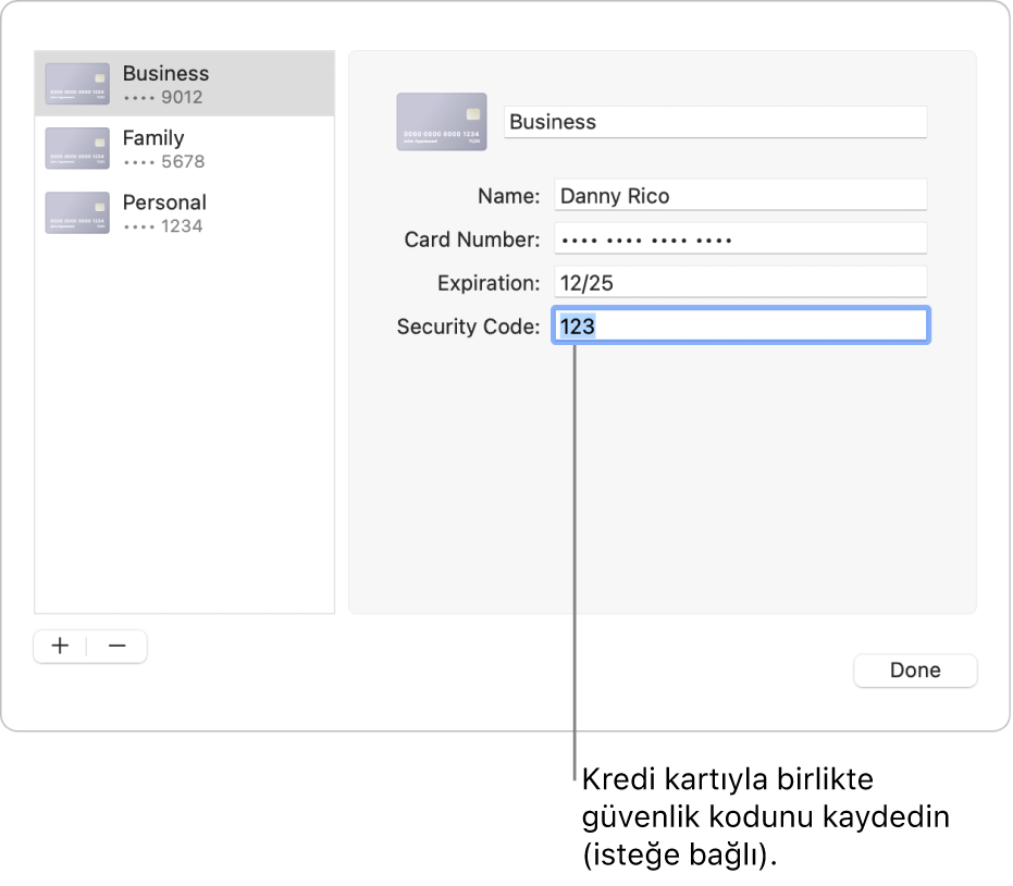 Adın, kart numarasının, son kullanma tarihinin ve güvenlik kodunun girilebileceği alanlarla bir kredi kartı formu.