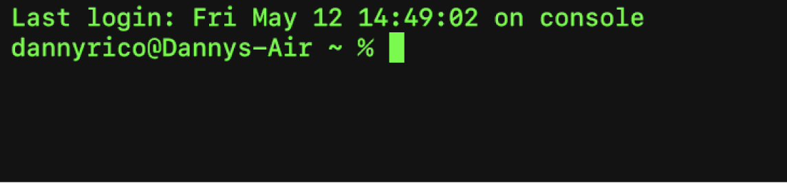 A Terminal window showing the command line.