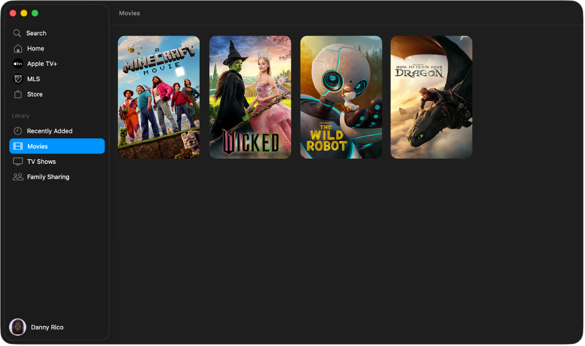 The Apple TV app with the Library open.