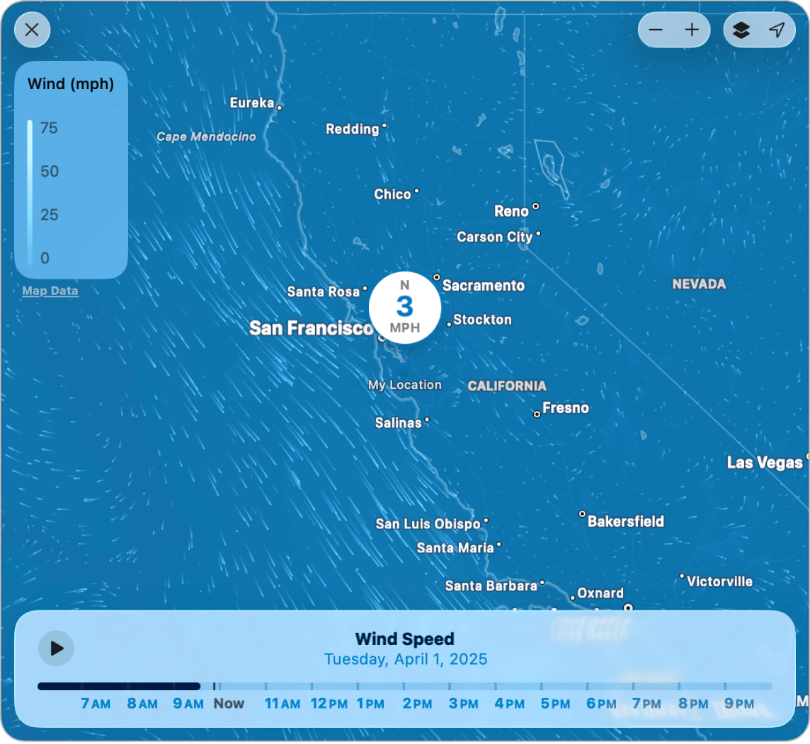 A detailed wind map centered on Cupertino, California.