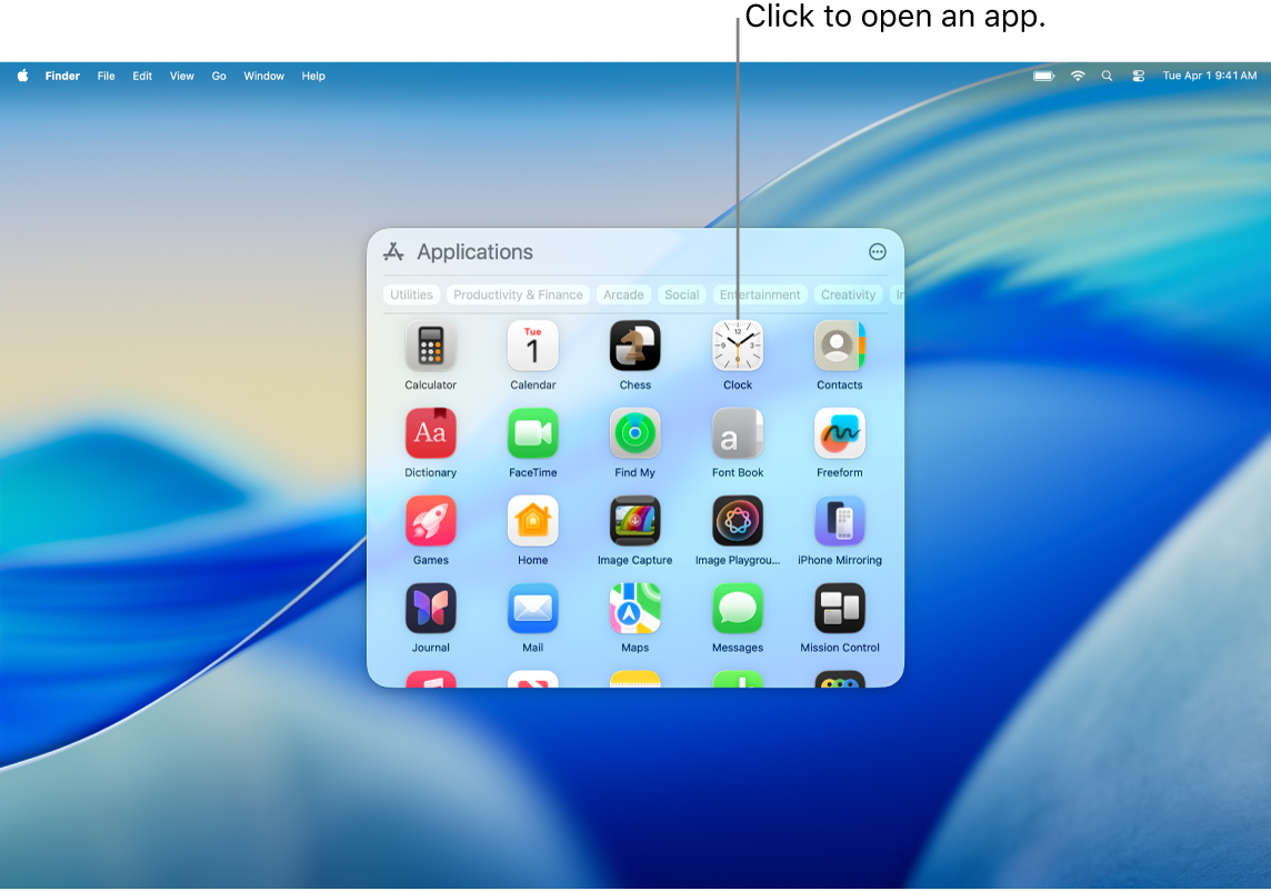 The app browsing window in Spotlight.