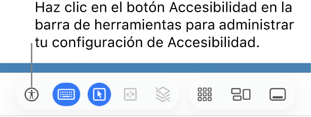 Se muestra el botón de accesibilidad en la barra de herramientas de Compartir pantalla.