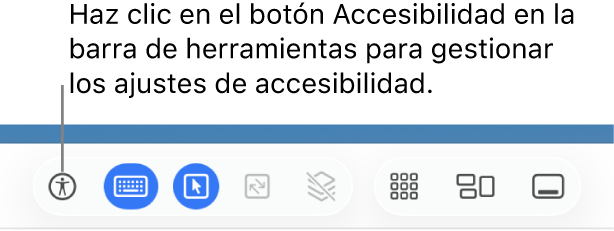 Se muestra el botón Accesibilidad en la barra de herramientas de Compartir Pantalla.
