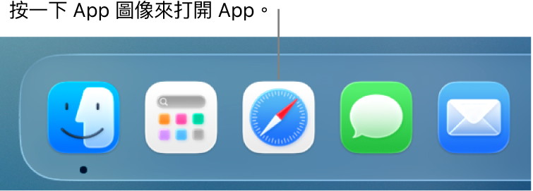 Dock 中的 Safari 圖像。