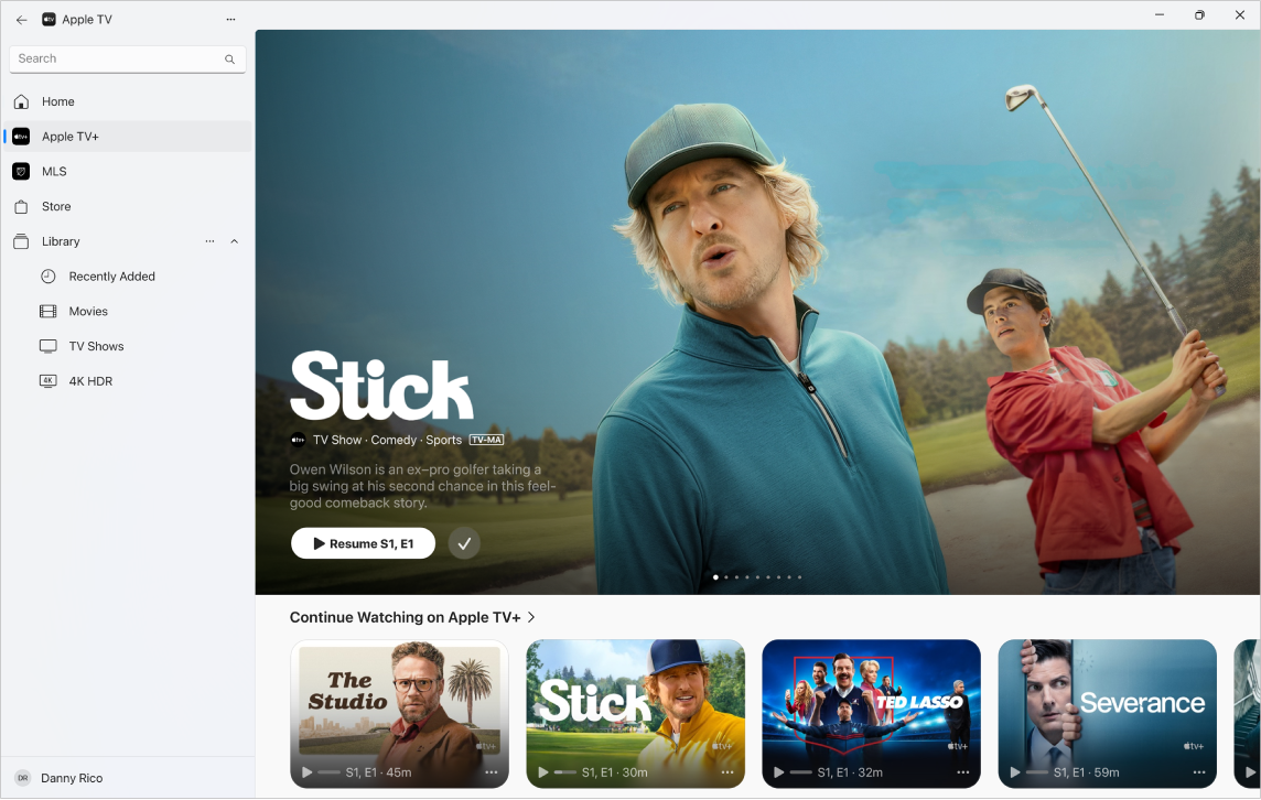 The Apple TV app with Apple TV+ open.