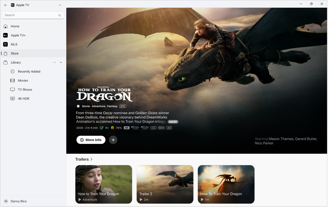 The Apple TV app with Store open.