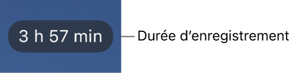 Un écran de caméra montrant le temps d’enregistrement restant.