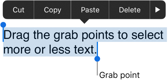 Example of grab point in iOS.