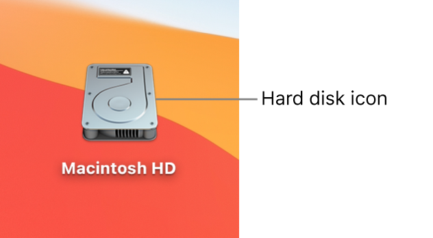 The Macintosh HD icon, an example of a macOS icon that doesn't act like a button.