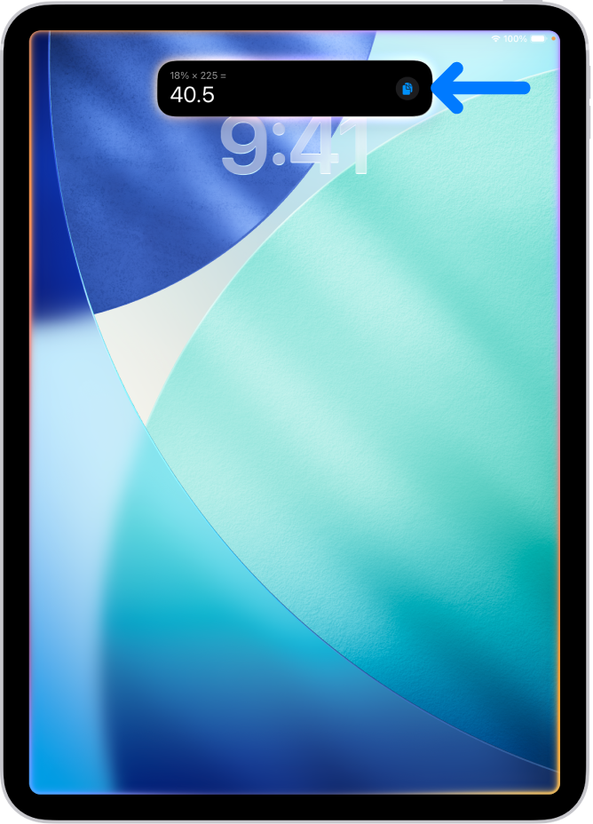 A la part superior de la pantalla d’un iPad es mostra una resposta de Siri en forma de càlcul.