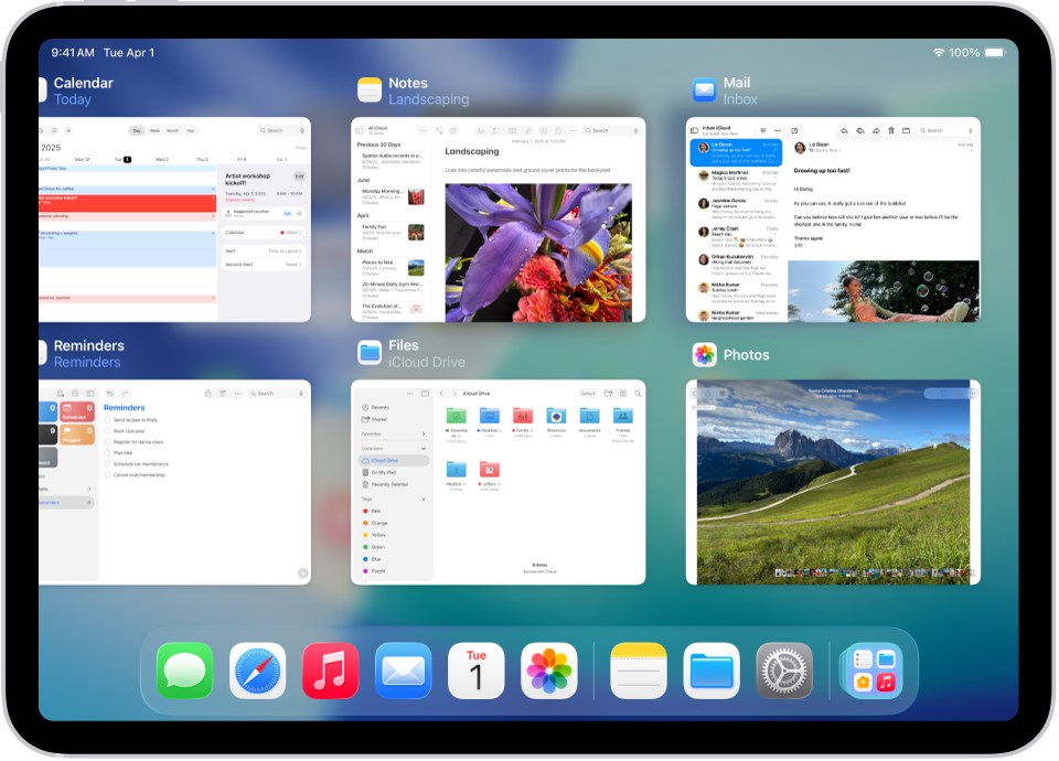 „Exposé“ zeigt mehrere zuletzt verwendete Apps.