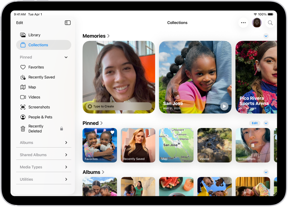 The Photos app is open and the Collections tab is selected in the sidebar.