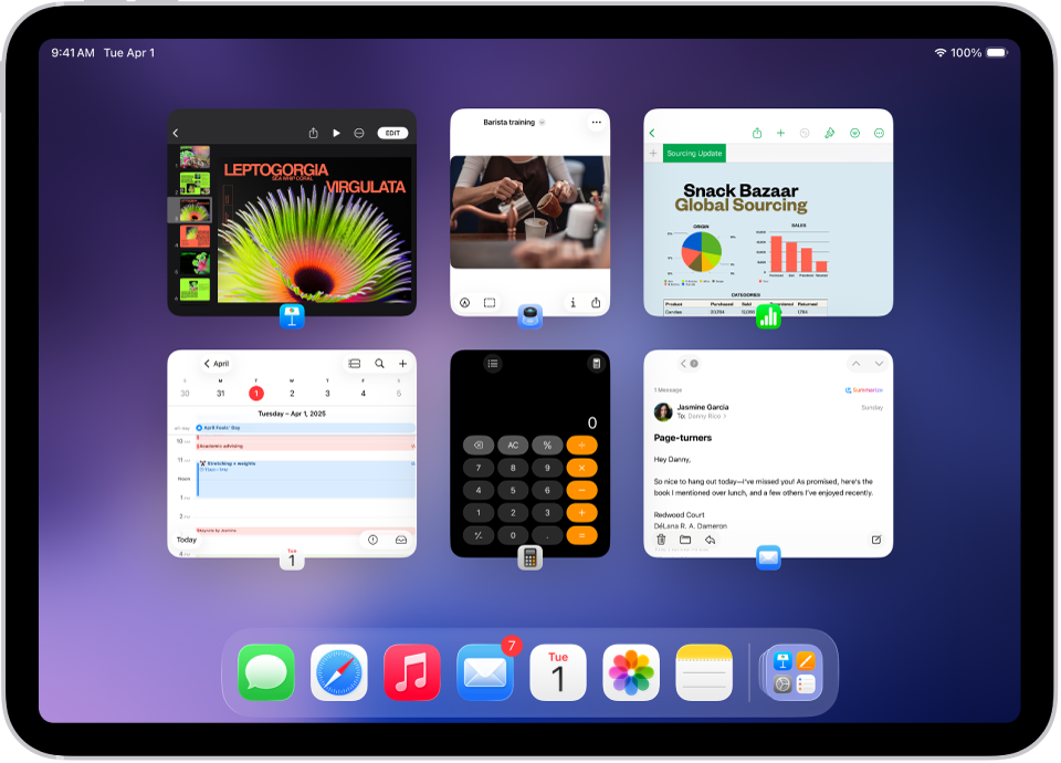The App Switcher showing multiple recently used apps.