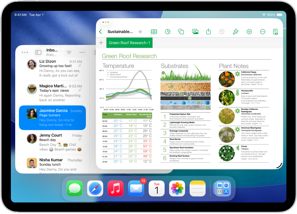 iPad with two different apps open on the screen