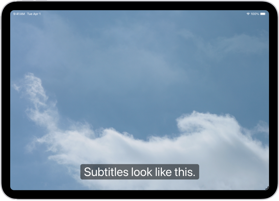 An iPad showing an example of subtitles with a custom style.