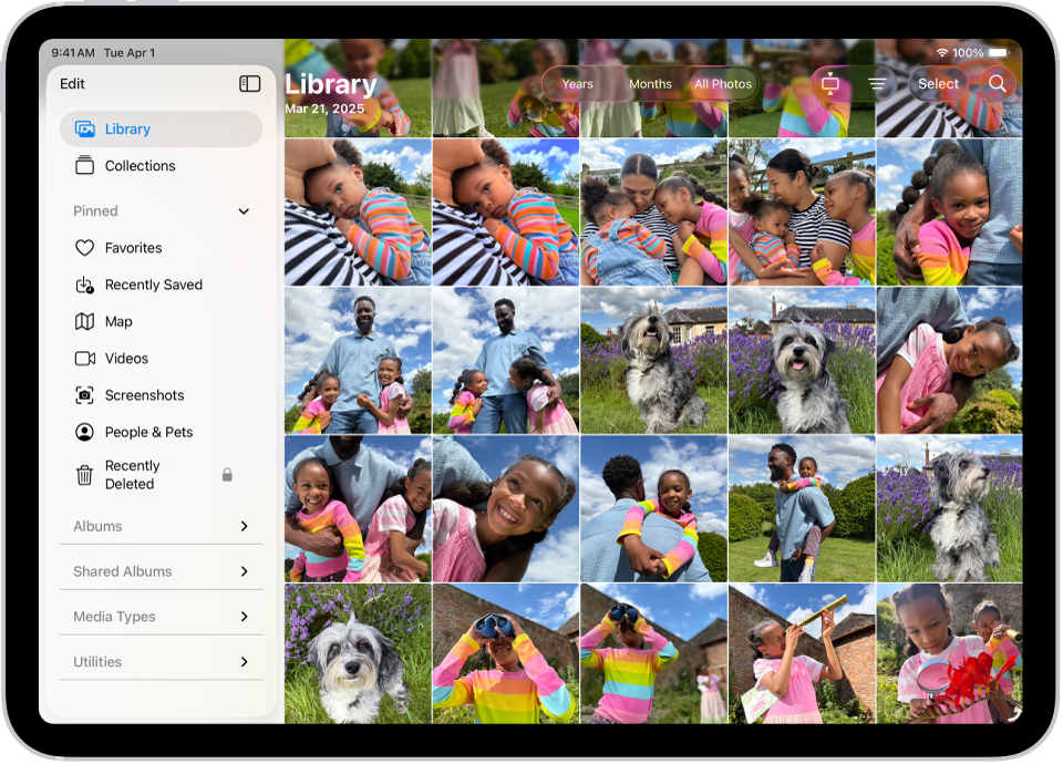 The Photos app is open and the Library tab is selected in the sidebar.