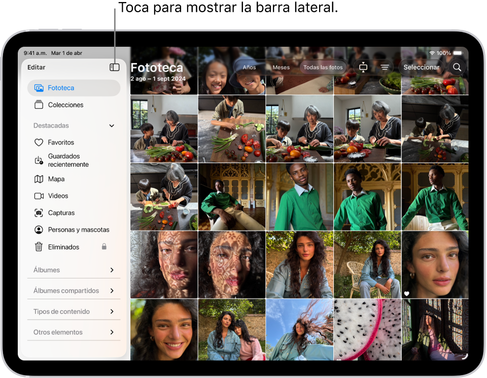 La app Fotos está abierta y la pestaña Fototeca está seleccionada en la barra lateral.